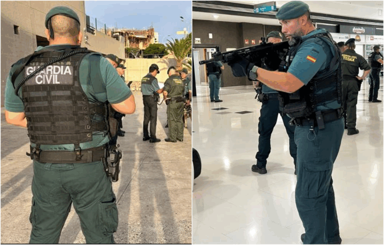 Guardia Civil fa un'esercitazione con pacco sospetto in un centro commerciale a Vecindario