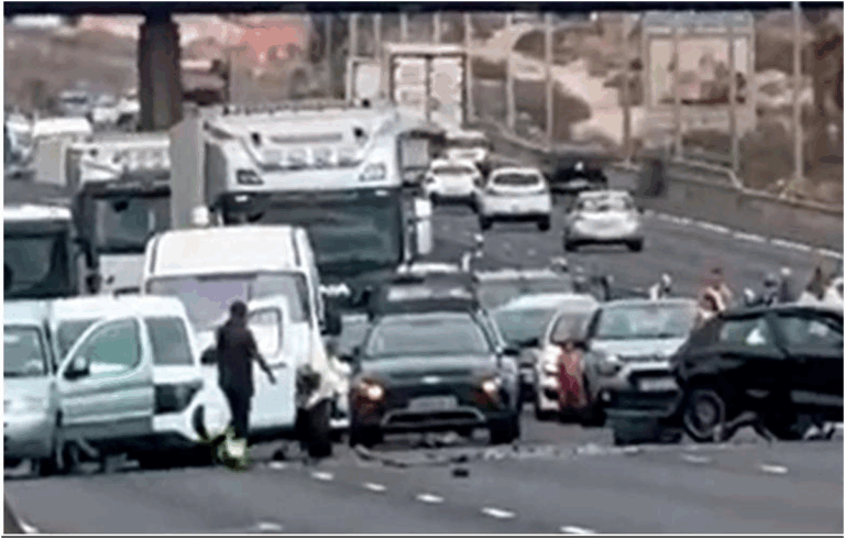 Lunghe code sulla TF1 a Tenerife per incidente multiplo ad Arafo in direzione sud fino a Candelaria