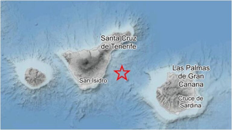 Terremoto di magnitudo 2,9 tra Tenerife e Gran Canaria, avvertito a Güímar e Arico