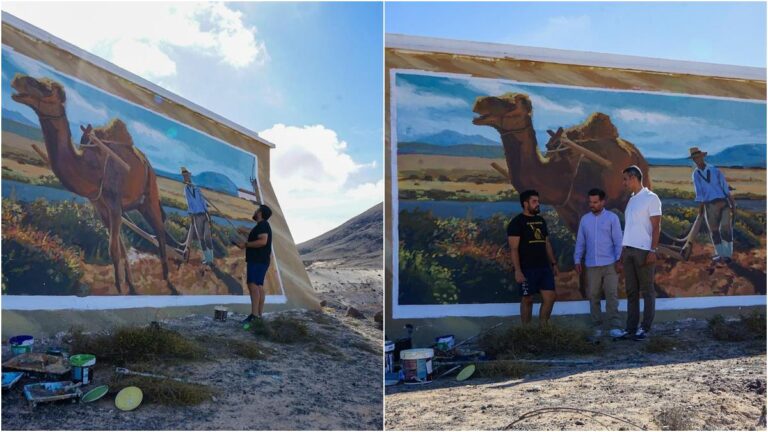 A La Oliva, Fuerteventura, un deposito d’acqua rinasce con il murale di Alejandro Mesa