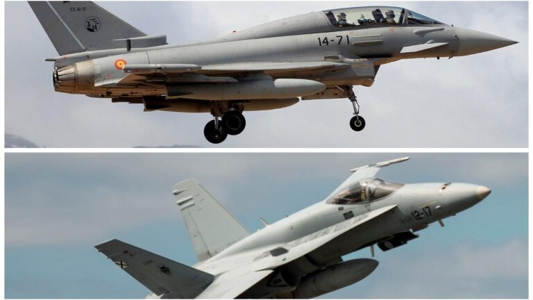 Esercitazione Ocean Sky 2025 nelle Canarie confronto in volo tra Eurofighter Typhoon e F 18 Hornet
